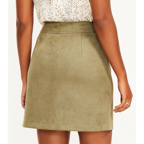 ANN TAYLOR LOFT PETITE Army Fatigue Faux Suede Pocket Shirt Skirt in 4P - Picture 3 of 7